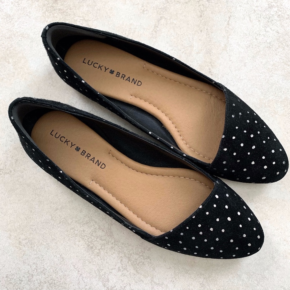 Lucky Brand Black Silver Flats